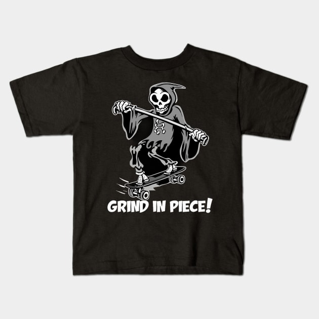 Grind In Piece Kids T-Shirt by OldSchoolRetro